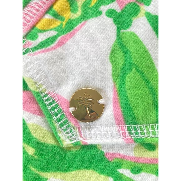 Lilly Pulitzer Women’s M Skipper Solid Popover Sweatshirt Green Palm Print - Picture 6 of 9